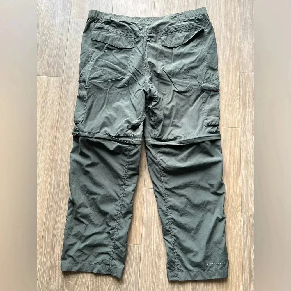 Columbia Pants Men 42x30 Green Convertible Zip Off Leg Omni Shade Sun Protection